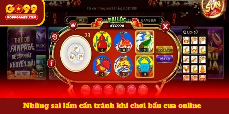 Những sai lầm cần tránh khi chơi bầu cua online